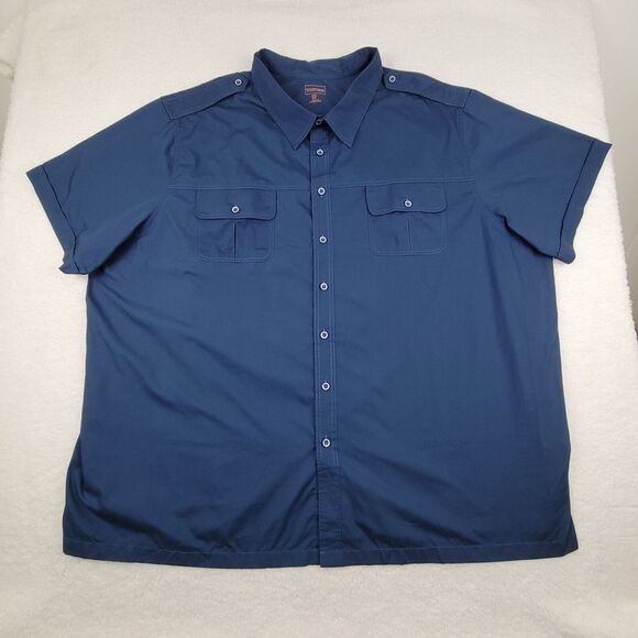 Boulder Creek Trading Co Pilot Short Sleeve Button Up Shirt Blue Men‎ 6XL Big - Picture 1 of 7